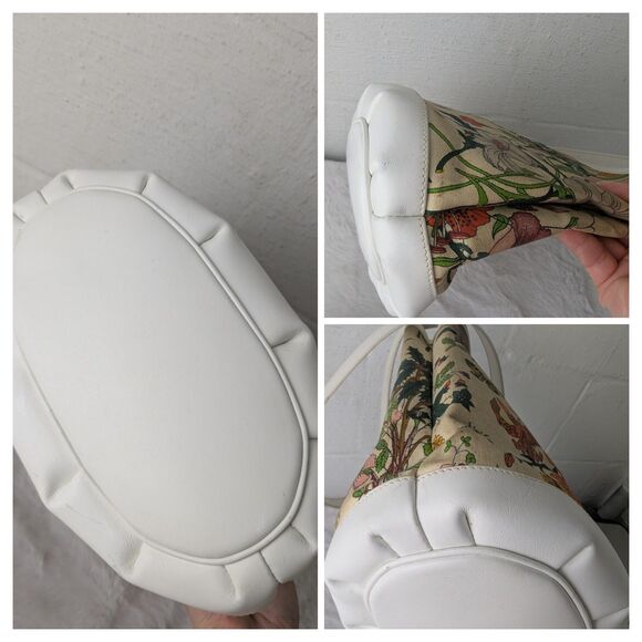 Vintage GUCCI Flora Shoulder Bag Floral‎ CanvasWhite  Leather 70's - 80's - Picture 12 of 14